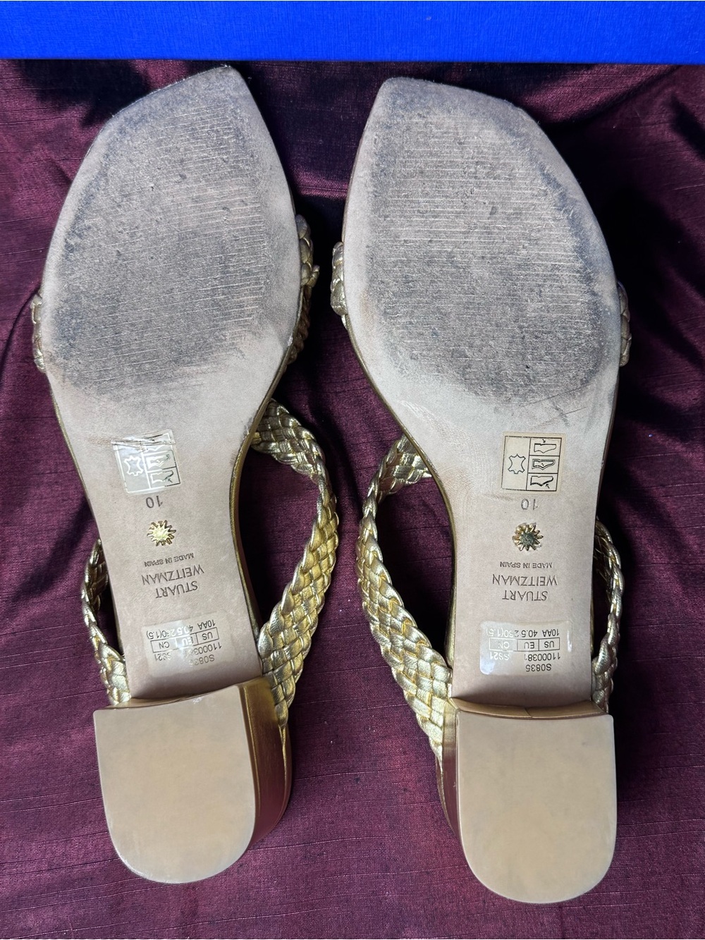 ✨ Gold Stuart Weitzman Rosie Braided Sandals Sz 10 ✨ - Picture 7 of 8